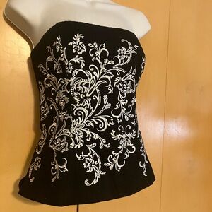 White House Black Market Black Lace Trim Top